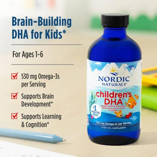 Miniatura 3 de Nordic Naturals DHA para niños, naranja, 8 onzas para niños, 530 mg de omega-3 con EPA y DHA, desarrollo y función cerebral, sin OMG, 96 porciones