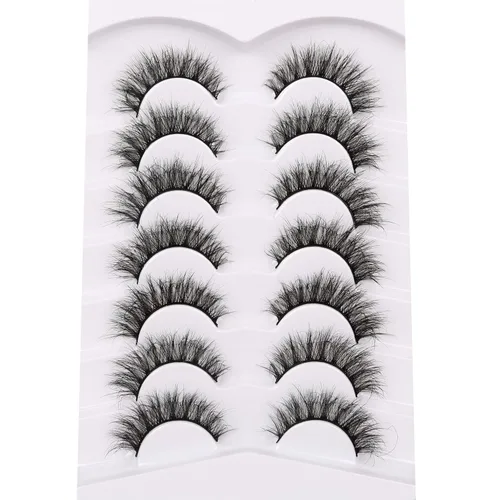 Miniatura 535 de Pooplunch - Pestañas postizas finas de visón sintético, estilo ojo de gato, naturales, cruzadas, tipo racimo, efecto 8D de volumen, tiras