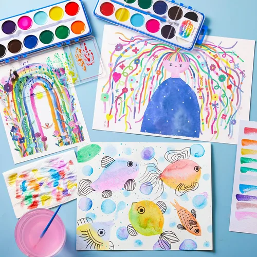 Miniatura 4 de Shuttle Art Juego de 30 pinturas de acuarela a granel, juego de pintura de acuarela de 12 colores a granel con pinceles para niños y adultos
