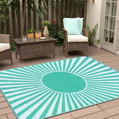 Miniatura 21 de Anidaroel Alfombras de exterior de 6 x 9 pies para patios, impermeables, reversibles, de plástico tropical, alfombra de campamento, alfombra grande