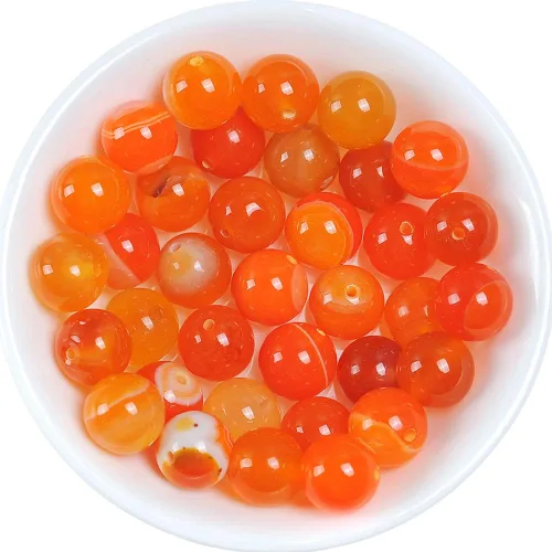 Miniatura 17 de 47 cuentas de cristal natural de 0.315 pulgadas (0.315 in) con rayas de ónix y ágatas, cuentas redondas sueltas para curación de pulseras, collares