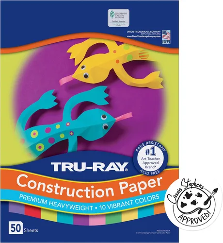 Miniatura 2 de Tru-Ray Papel de construcción, 10 colores vibrantes, 9 x 12 pulgadas, 50 hojas y papel de construcción P103031, 10 colores clásicos, 9 x 12 Surtido