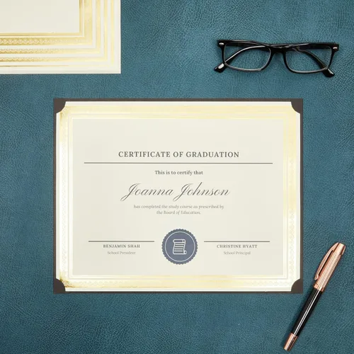 Miniatura 6 de Juvale Papel de certificado de lámina dorada, papel de premio compatible con impresoras para impresión, cartulina versátil con borde dorado, 8.5 x