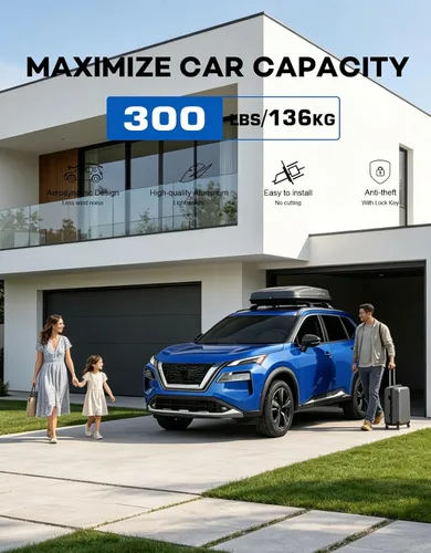 Miniatura 3 de Wonderdriver Barras Transversales de Techo Bloqueables 260lb Compatibles con Nissan Rogue 2021-2026 (con Rieles de Techo Empotrados), Rieles
