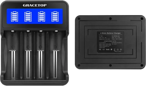Miniatura 7 de Cargador de batería 18650 Pantalla LCD de 4 bahías para batería recargable de 3.7 V/1.2 V para baterías de iones de litio 18650 14500