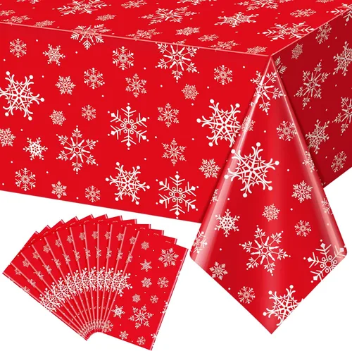 Miniatura 16 de 3 Piezas Decoraciones de Mantel de Fiesta de Plástico con Copos de Nieve de Navidad, Cartel de Fondo Navideño Azul con Copo de Nieve Blanco Cubierta