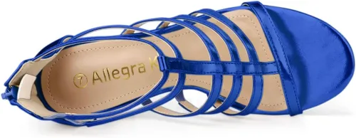 Miniatura 4 de Allegra K Sandalias de tacón grueso con tiras de jaula para mujer