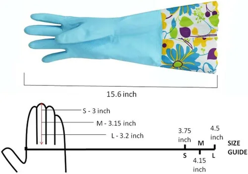 Miniatura 2 de Guantes domésticos de limpieza sin látex, guantes grises y amarillos con forro suave, puño largo de 15 pulgadas y agarre (2 pares), talla L