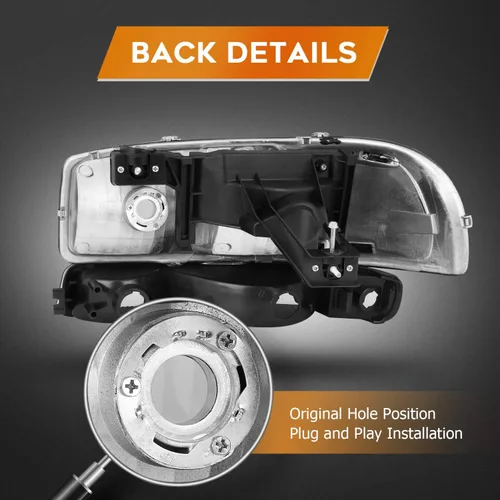 Miniatura 4 de Conjunto de faros delanteros para Chevy Avalanche 1500 2003-2006 para Avalanche 2500 03-06 para 1500 Classic 2007 carcasa negra reflector ámbar