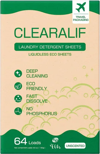 Miniatura 13 de CLEARALIF Hojas de detergente para ropa, lavanda, hasta 480 cargas, ideal para viajes, apartamentos, dormitorios, tiras de detergente para ropa