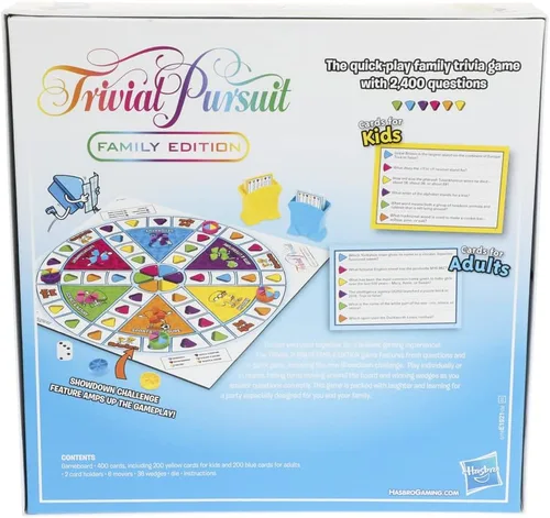 Miniatura 5 de Hasbro Gaming Trivial Pursuit, edición familiar, juego de mesa de trivia para 2 jugadores o más, juegos de fiesta para niños y niñas de más de 8 años