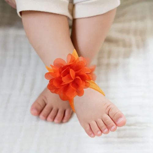 Miniatura 3 de Eforcase 12 pares de sandalias descalzas para bebé y niña, sandalias descalzas de flores para bebés recién nacidos, niñas pequeñas