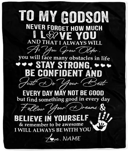 Miniatura 8 de Manta personalizada con texto en inglés «To My Godson», de Godmother Godmother Wolf Moon, My Love for You is Forever Godson Birthday Christmas
