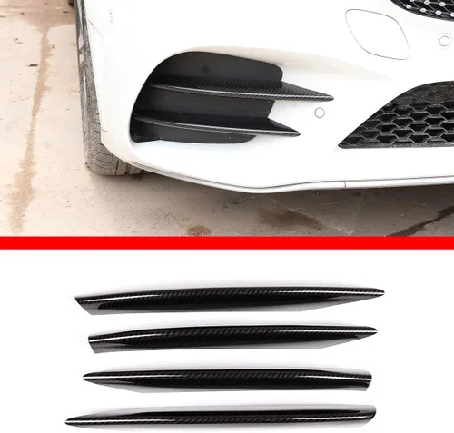 YIWANG Tiras de luces antiniebla delanteras de coche ABS cromadas, 4 unidades, para Mercedes Benz Clase C W205 S205 C180 C260 C300 2019 2020 (fibra