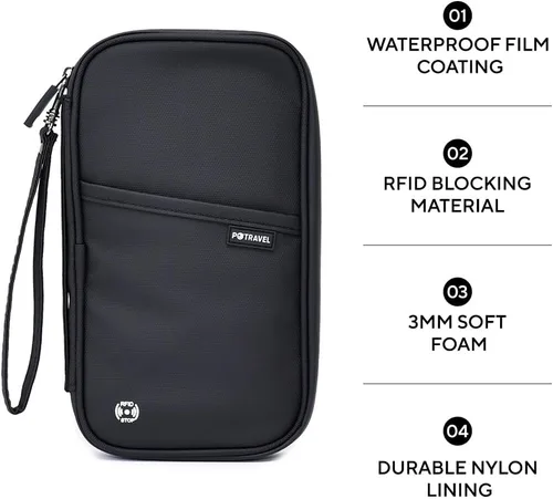 Miniatura 4 de ARTOS Carpeta de viaje para organizador de documentos, Negro -, Cartera Rfid