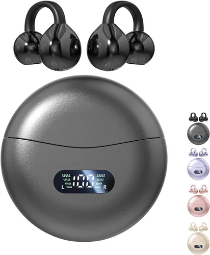 Auriculares inalámbricos Bluetooth 5.4 con clip, con micrófono, reproducción de 60 horas, cancelación de ruido, impermeables, deportivos, cómodos