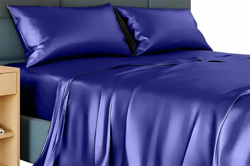 Miniatura 18 de Juego de sábanas de seda tamaño individual, juego de sábanas de seda auténtica con 14 bolsillos profundos, sábanas de lujo para hotel, extrasuaves