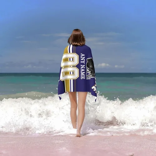 Miniatura 4 de Toallas de playa personalizadas Baltimore, toalla de playa personalizada con número de nombre, toalla de baño suave personalizada, manta de playa