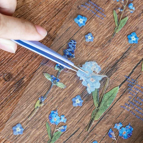 Miniatura 3 de Mayplous 12 hojas de calcomanías para álbumes de recortes, decoración de flores y plantas para planificador, diario, álbum, diarios, PET