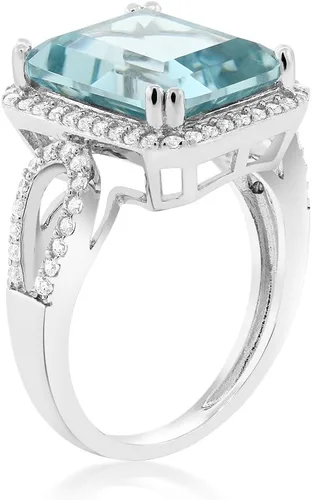 Miniatura 5 de Gem Stone King 5-8 Cttw Halo Ring for Women 925 Sterling Silver Emerald Cut 12X10MM Gemstone Birthstone Fine Jewelry for Her Mom Wife