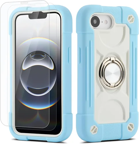 Miniatura 163 de Funda para iPhone 11 de 6.1 pulgadas con soporte de anillo, con 2 protectores de pantalla de vidrio, resistente a los golpes, resistente a