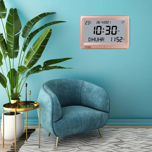 Miniatura 6 de Azan - Reloj de pared y escritorio islámico con 8 sonidos de oración Azan automático en todo el mundo Dorado