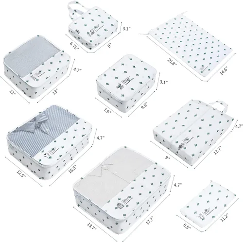 Miniatura 5 de DIMJ Juego de 8 cubos de embalaje, organizador de viaje, bolsas organizadoras de equipaje, bolsas organizadoras de maleta, juego con bolsa