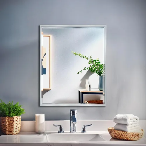 Gatco Espejo de pared de baño 1823, 25 pulgadas de alto x 21 pulgadas de ancho, espejo moderno para sala de estar, tocador, diseño delgado, espejo