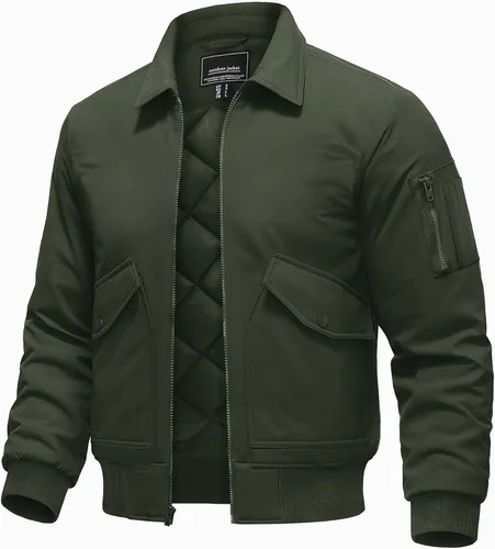 Miniatura 10 de TACVASEN - Chaqueta bomber para hombre, gruesa, acolchada, con cremallera, repelente al agua, rompevientos, cálida, de invierno, con 6 bolsillos