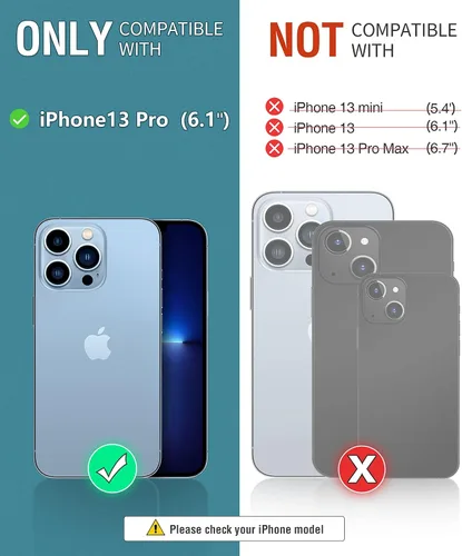 Miniatura 2 de OCASE Funda tipo cartera compatible con iPhone 13 Pro, de piel sintética, con tarjetero, soporte de bloqueo RFID