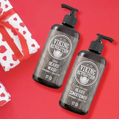 Miniatura 3 de Best Deal Juego de acondicionador para barba con aceite de argán y jojoba, suaviza y fortalece menta natural y aroma a eucalipto, champú para barba