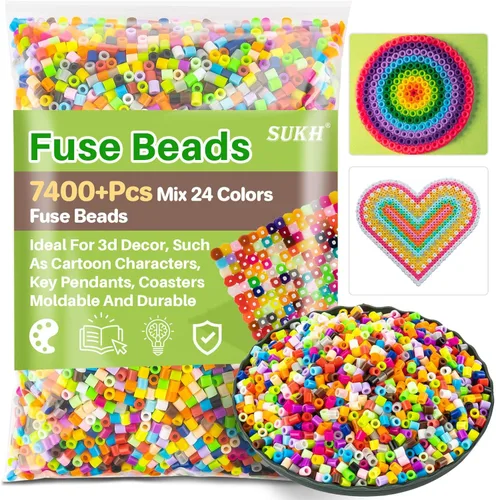 Sukh 5400+Pcs Cuentas de Fusible - Juego de Cuentas de Fusible Juego de Cuentas de Fusión Cuentas de Fusible a Granel Cuentas de Hierro para