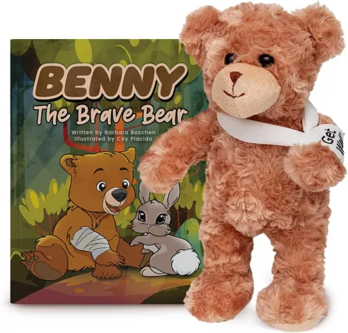 Miniatura 11 de Jolitee Oso de peluche con brazo roto con brazo izquierdo o derecho, regalo de recuperación de animales de peluche para niños, 10.5 pulgadas