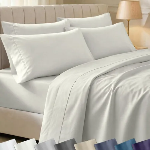 Miniatura 11 de California Design Den - Juego de sábanas de 400 hilos de 100% algodón, sábanas y fundas de almohada, transpirables, para cama King, satén suave