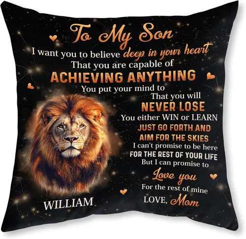 Miniatura 11 de Hyturtle Almohada personalizada para mi hijo – Regalos de mamá a hijo adulto – Regalos inspiradores en cumpleaños – Regalos de graduación