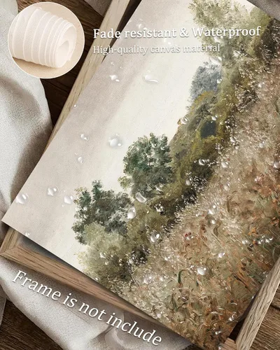 Miniatura 3 de Pintura vintage de paisaje de campo de flores silvestres, arte de pared de paisaje rural de granja, impresión artística de paisaje de jardín