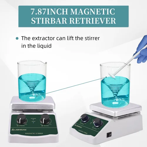 Miniatura 5 de Placa de Agitación Magnética Calentada 300℃/ 572℉ 2L Mezclador Calentado 2000RPM para Laboratorio con Soporte, Juego de Agitador Magnético