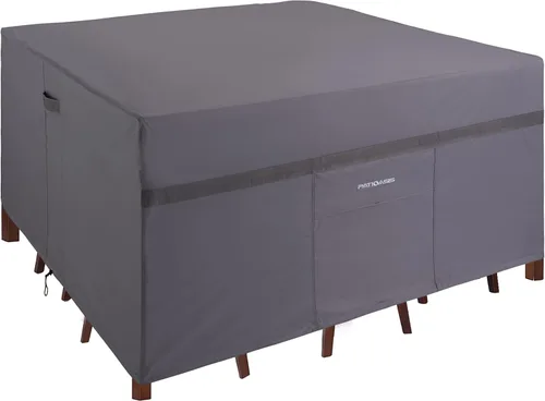 Miniatura 9 de Funda para Juego de Mesa y Sillas de Patio Rectangular 109" de Largo, Fundas Impermeables para Muebles de Exterior 600D, Duraderas, Resistente a