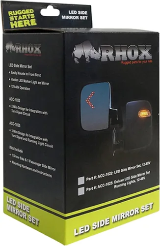 Miniatura 2 de RHOX ACC-1025 - Espejo LED de lujo, juego de 2, luces intermitentes de 12-48 V, 3 cables