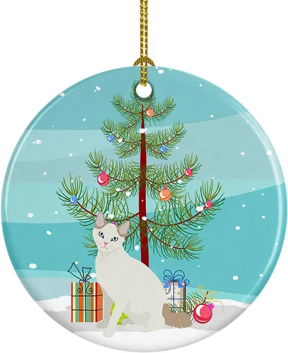 Miniatura 146 de Caroline's Treasures Adorno de cerámica con texto en inglés "Merry Christmas" para colgar en el árbol de Navidad, decoración para el hogar, Navidad