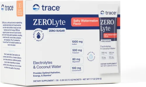 Trace Minerals ZeroLyte Sabor a Sandía Salada - Mezcla de Bebida Electrolitos Libre de Azúcar - Apoya la Hidratación, Energía, Resistencia - Sal de