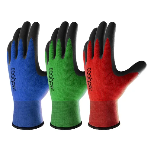Miniatura 2 de COOLJOB 6 pares de guantes de trabajo de seguridad con agarre para hombres y mujeres, resistentes al aceite/abrasión para fines generales de alta