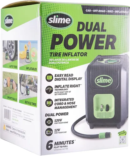 Miniatura 2 de Slime 40052 Inflador de neumáticos, enchufe portátil para automóvil y hogar, SUV, compresor de aire 4x4, apagado automático Inflate Right