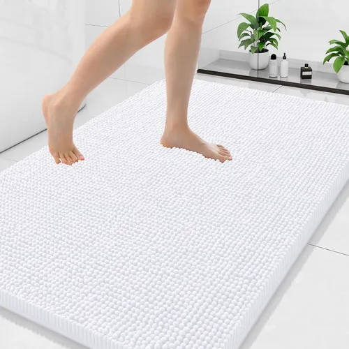 Miniatura 48 de Arotive Alfombras de baño de felpilla extrasuaves y absorbentes, de 24 x 16 pulgadas, lavables a máquina, parte trasera de goma antideslizante