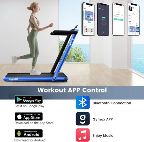 Miniatura 7 de GYMAX Almohadilla para caminar, 2 en 1, instalación gratuita debajo del escritorio, con monitor LED, aplicación inteligente/control remoto y altavoz