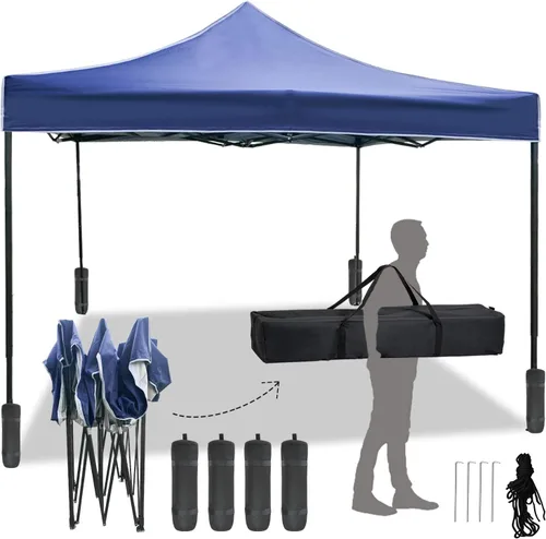 FDW Tienda de campaña, toldo comercial instantáneo de 10 x 10 pies, toldo ajustable impermeable 300D con bolsa de transporte con ruedas, 4 bolsas de