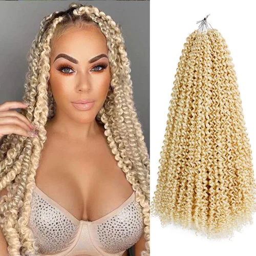 Miniatura 45 de Dorsanee Cabello Passion Twist Ombré de 18 pulgadas, 6 paquetes, Cabello de Ganchillo Water Wave, Cabello Largo Bohemio Rizado para Trenzar