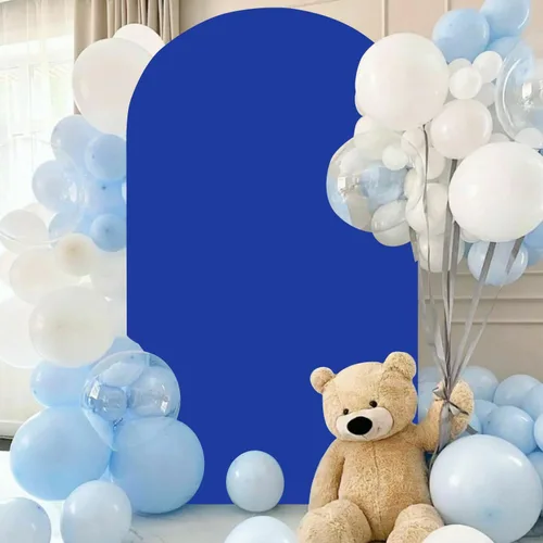 Miniatura 7 de FANPROMS Cubierta para Arco de Boda 6 Pies Azul Polvoriento Cubierta de Fondo de Arco Chiara Spandex Cubiertas de Arco Tela Elástica para Marco