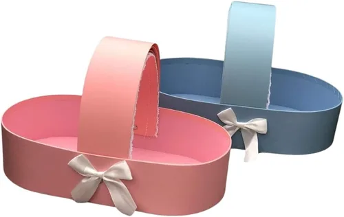 Miniatura 4 de UNIKPACKAGING Caja de regalo de estilo europeo de alta calidad, es una cesta floral para niño/niña para arreglos florales de estilo lujoso, (azul)
