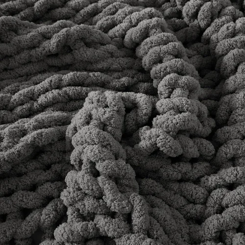 Miniatura 5 de WRENSONGE Manta de Punto Grueso Gris Oscuro Grande Suave Esponjosa Manta de Cable Tejido a Crochet 100% Tejida a Mano para Sofá Cama (50"x60")